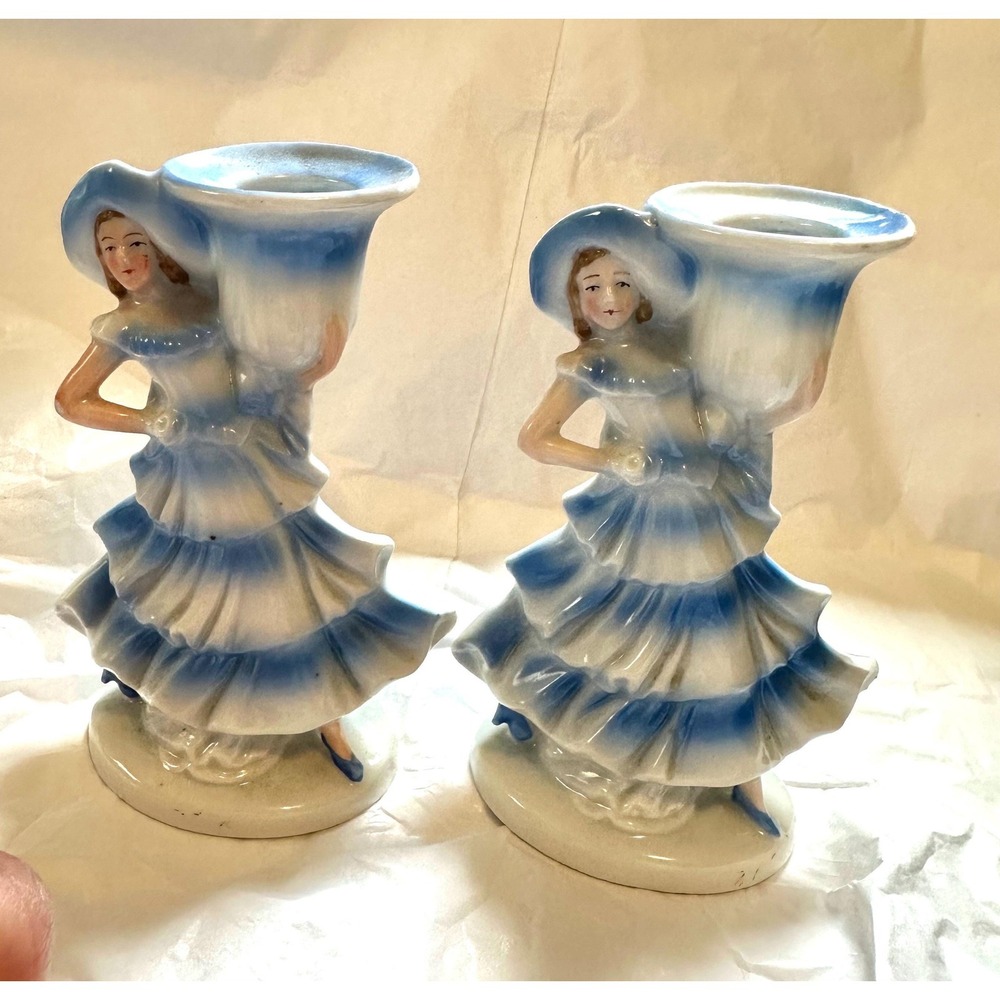 Art Deco Porcelain Candlesticks Dancing Ladies‎ Germany